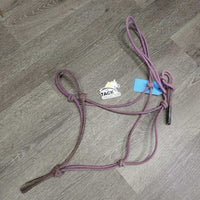 Stiff Nylon Rope Halter *gc/fair, clean?, dirt/residue, faded, snags, taped end, rubs, stains
