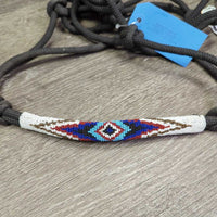 Nylon Rope Halter, beaded noseband *vgc, mnr dirt/residue, undone stitching, snags, frays, missing beads, stains
