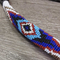 Nylon Rope Halter, beaded noseband *vgc, mnr dirt/residue, undone stitching, snags, frays, missing beads, stains
