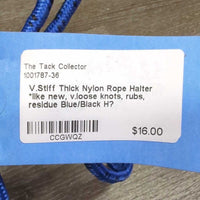 V.Stiff Thick Nylon Rope Halter *like new, v.loose knots, rubs, residue
