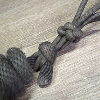 Stiff Thick Nylon Rope Halter, braided nose, lead rope *gc, mnr dirt, residue, rubs, stains, stiff, mnr hair
