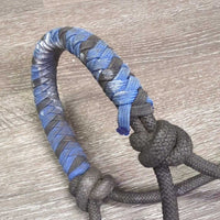 Stiff Thick Nylon Rope Halter, braided nose, lead rope *gc, mnr dirt, residue, rubs, stains, stiff, mnr hair
