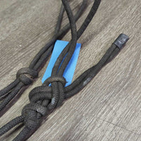 Stiff Thick Nylon Rope Halter, braided nose, lead rope *gc, mnr dirt, residue, rubs, stains, stiff, mnr hair
