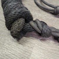 Stiff Thick Nylon Rope Halter, braided nose, lead rope *gc, mnr dirt, residue, rubs, stains, stiff, mnr hair
