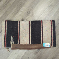 Woven Cotton & Synthetic Felt Lined Western Saddle Pad, Nylon Edges *gc, dirty, rubs, hairy, stains, snags, clumpy
