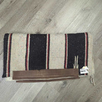 Woven Cotton & Synthetic Felt Lined Western Saddle Pad, Nylon Edges *gc, dirty, rubs, hairy, stains, snags, clumpy
