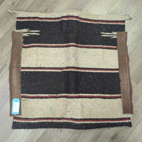 Woven Cotton & Synthetic Felt Lined Western Saddle Pad, Nylon Edges *gc, dirty, rubs, hairy, stains, snags, clumpy
