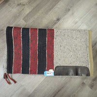 Hvy Wool Saddle Blanket - Pad, leather edge *vgc, clean & mnr hair, dirt/residue

