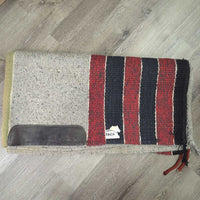 Hvy Wool Saddle Blanket - Pad, leather edge *vgc, clean & mnr hair, dirt/residue
