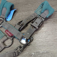 Fleece-Nylon Halter, adj, snap, braided nylon lead *fair, dirty, stains, residue, hair, rust, snags, rubs, threads
