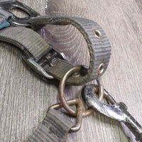 Fleece-Nylon Halter, adj, snap, braided nylon lead *fair, dirty, stains, residue, hair, rust, snags, rubs, threads
