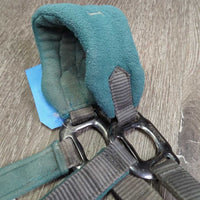 Fleece-Nylon Halter, adj, snap, braided nylon lead *fair, dirty, stains, residue, hair, rust, snags, rubs, threads
