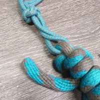Thin Soft Cotton Rope Halter, lead rope, leather tassel *vgc, mnr pills, rubs, dirt
