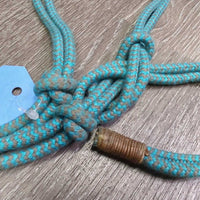 Thin Soft Cotton Rope Halter, lead rope, leather tassel *vgc, mnr pills, rubs, dirt
