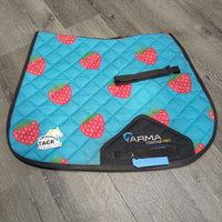 Thin Quilt Jumper Saddle Pad, Strawberries *gc, hair, dirty, rubs, stains, hair
