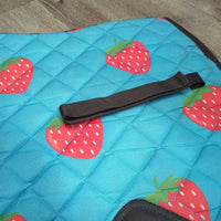 Thin Quilt Jumper Saddle Pad, Strawberries *gc, hair, dirty, rubs, stains, hair
