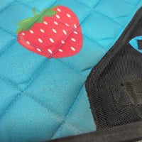 Thin Quilt Jumper Saddle Pad, Strawberries *gc, hair, dirty, rubs, stains, hair
