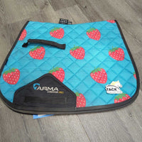 Thin Quilt Jumper Saddle Pad, Strawberries *gc, hair, dirty, rubs, stains, hair
