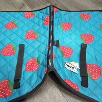 Thin Quilt Jumper Saddle Pad, Strawberries *gc, hair, dirty, rubs, stains, hair
