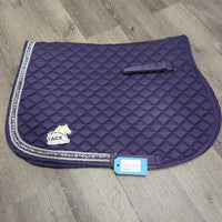 Quilt Jumper Saddle Pad, Piping, Rear Bling *gc, hair, residue, missing bling, pills, undone stitching
