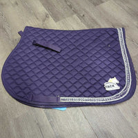 Quilt Jumper Saddle Pad, Piping, Rear Bling *gc, hair, residue, missing bling, pills, undone stitching
