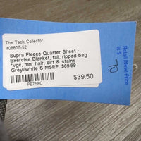 Fleece Quarter Sheet - Exercise Blanket, tail, ripped bag *vgc, mnr hair, dirt & stains
