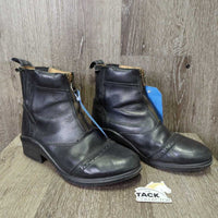 JUNIORS Paddock Boots, zips, punched toes *gc, clean, toe dents & scuffs, elastic rubs & peeling trim
