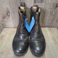 JUNIORS Paddock Boots, zips, punched toes *gc, clean, toe dents & scuffs, elastic rubs & peeling trim
