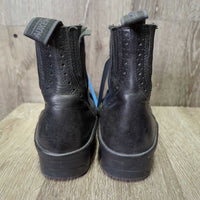 JUNIORS Paddock Boots, zips, punched toes *gc, clean, toe dents & scuffs, elastic rubs & peeling trim
