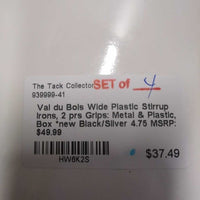 Wide Plastic Stirrup Irons, 2 prs Grips: Metal & Plastic, Box *new
