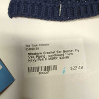 Crochet Ear Bonnet Fly Veil, Piping , cardboard *new
