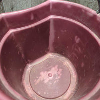 Flat Backed Plastic Bucket, handle *gc/fair, clean, residue, warped handle, scuffs, chewed, scrapes, faded
