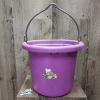 Flat Backed Plastic Bucket, handle *vgc/gc, clean, scuffs, scratches, chews, stains
