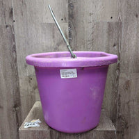 Flat Backed Plastic Bucket, handle *vgc/gc, clean, scuffs, scratches, chews, stains
