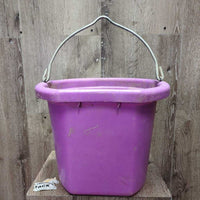 Flat Backed Plastic Bucket, handle *vgc/gc, clean, scuffs, scratches, chews, stains
