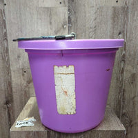 Flat Backed Plastic Bucket, handle *vgc/gc, clean, scuffs, scratches, chews, stains, paint
