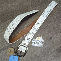 Scalloped Punch-Detail Leather Belt, keeper, tags *new, mnr stains, dents
