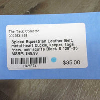 Leather Belt, metal heart buckle, keeper, tags *new, mnr scuffs
