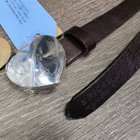 Leather Belt, metal heart buckle, keeper, tags *new, mnr scuffs
