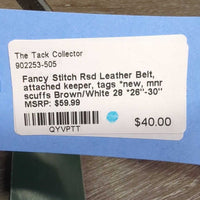 Fancy Stitch Rsd Leather Belt, attached keeper, tags *new, mnr scuffs
