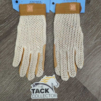 Pr Leather & Crochet Riding Gloves, bag *new
