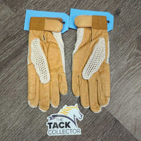 Pr Leather & Crochet Riding Gloves, bag *new
