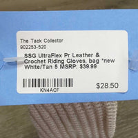 Pr Leather & Crochet Riding Gloves, bag *new
