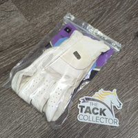 Pr Synthetic Dressage Show Gloves, board, bag *new, mnr dirt, stained/dingy, rubs
