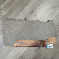 Thin Wool Felt Covered Neoprene Western Saddle Pad, leather, cut out spine *gc/fair, dirt, thicks sweat residue, rubs, stains, scrapes, hairy, clumpy
