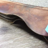 Thin Wool Felt Covered Neoprene Western Saddle Pad, leather, cut out spine *gc/fair, dirt, thicks sweat residue, rubs, stains, scrapes, hairy, clumpy
