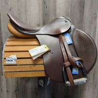 18" XW *6" Stubben Siegfried Close Contact Saddle, Stubben Leathers, Coronet Irons, Blue Stubben Cover, Small Front & Back Blocks, Wool Flocking, Flaps: 14.5"L x 13.75"W Serial #: U 188529 29
