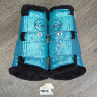 WAS SKU E7A7DJ Front Closed Boots, velcro *vgc, mnr dirt, stains, hair, stretched elastic & rubs
