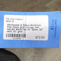 Microsuede & Fleece Bareback Pad, fleece girth *xc/vgc, mnr hair, dirt, rust
