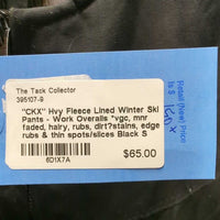 "CKX" Hvy Fleece Lined Winter Ski Pants - Work Overalls *vgc, mnr faded, hairy, rubs, dirt?stains, edge rubs & thin spots/slices
